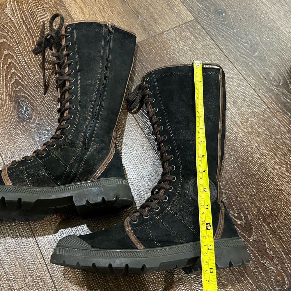 Pataugas Black and Brown Lace-Up Tall Boots size 7 - Picture 6 of 10